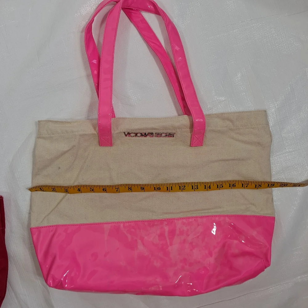 Victoria's Secret Large Pink Vinyl Canvas Tote